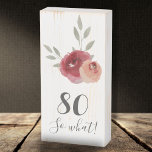 80 So, was Funny Watercolor Rose 80. Geburtstag Holzkisten Schild<br><div class="desc">80 So, was Funny Watercolor Rose 80. Geburtstag Holzkiste signieren. Blumenmuster 80. Geburtstag Holzkastenschild mit schönen Aquarellfarben Rose und Zweigen. Der lustige und inspirierende Text 80 So, was ist ein großartiges Geschenk für eine Frau, die 80 Jahre feiert und ein Gefühl von Spaß hat. Sie können Alter und Text ändern....</div>