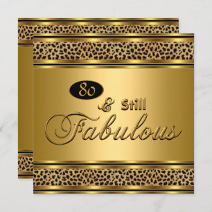 80. "Still Fabulous" Geburtstags Gold Leopard Bild Einladung