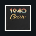 80 th Birthday Gift for Men And Women 1940 Classic Serviette<br><div class="desc">Our "80 th Birthday Gift for Men And Women 1940 Classic Party Birth Anniversary" is the perfect artwork design for Men and Women who are born in 1940. Great gift idea for Birthdays,  Anniversary,  and Christmas Day.</div>