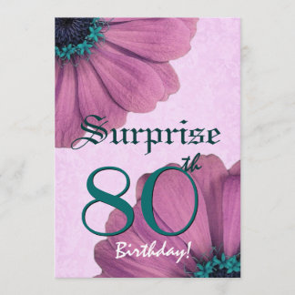 80. Überraschung Geburtstag Pink Daisies E003 Einladung