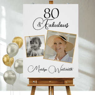 80 und Fabelhaft 80. Geburtstag Schwarz Schrift Fo Poster