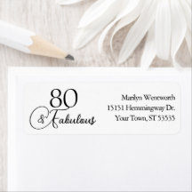 80 und Fabelhaft 80. Geburtstag Schwarze Schrift A