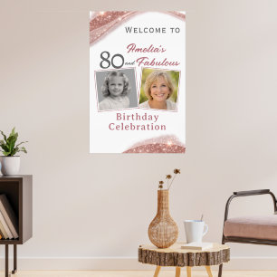 80 und Fabelhaft Rose Gold Geburtstags-Willkommens Poster