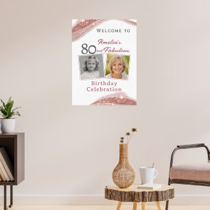 80 und Fabelhaft Rose Gold Geburtstags-Willkommens Poster