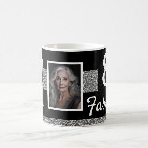 80 und Fabelhaft Silber Glitter 2 Fotos Geburtstag Kaffeetasse