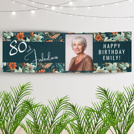 80 und fabelhafte Blume Muster Geburtstag Foto Banner