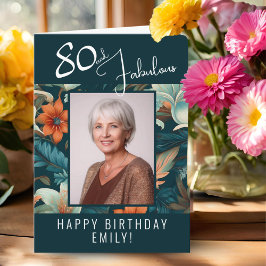 80 und fabelhafte Blume Muster Geburtstag Foto Karte