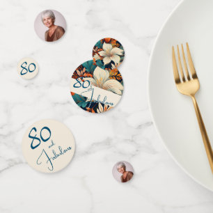 80 und fabelhafte Blume Muster Geburtstag Foto Konfetti