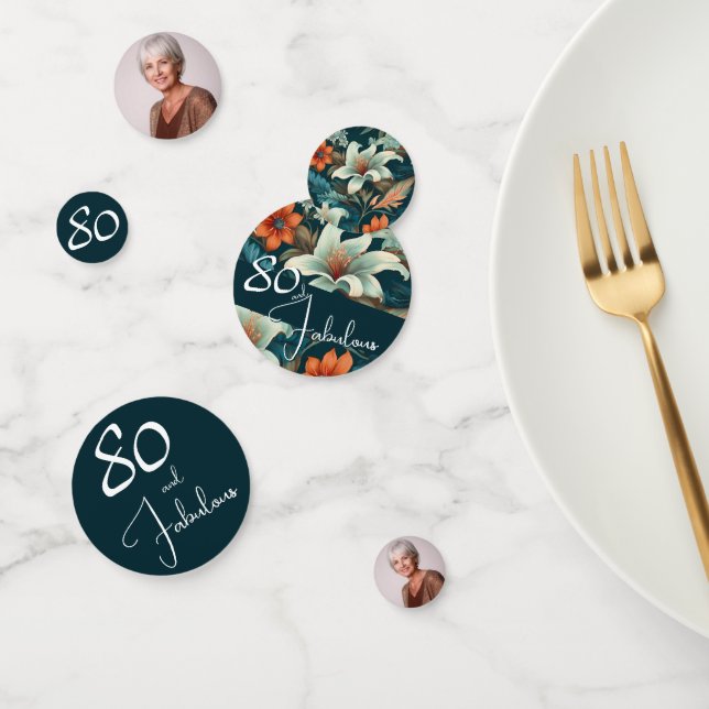 80 und fabelhafte Blume Muster Geburtstag Foto Konfetti (Gruppe)