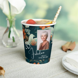 80 und fabelhafte Blume Muster Geburtstag Foto Pappbecher