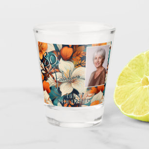 80 und fabelhafte Blume Muster Geburtstag Foto Schnapsglas