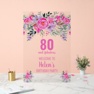 80 und fabelhafte rosa elegante Geburtstagsparty Acrylschild