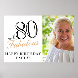 80 und fabelhaftes Black 80 th Birthday Party Foto Poster