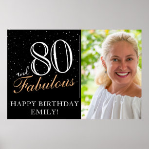 80 und fabelhaftes Black 80 th Birthday Party Foto Poster