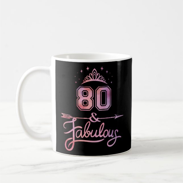 80 und fabelhaftes Glück 80. Kaffeetasse (Links)