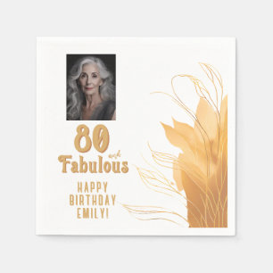 80 und fabelhaftes Gold Foliage 80. Geburtstags-Fo Serviette