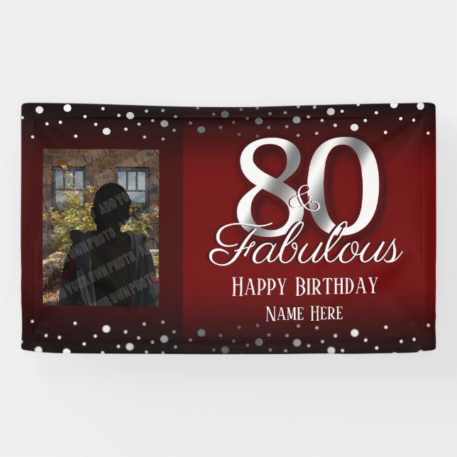 80 und Fabulous Birthday Confetti Foto Banner (Horizontal)