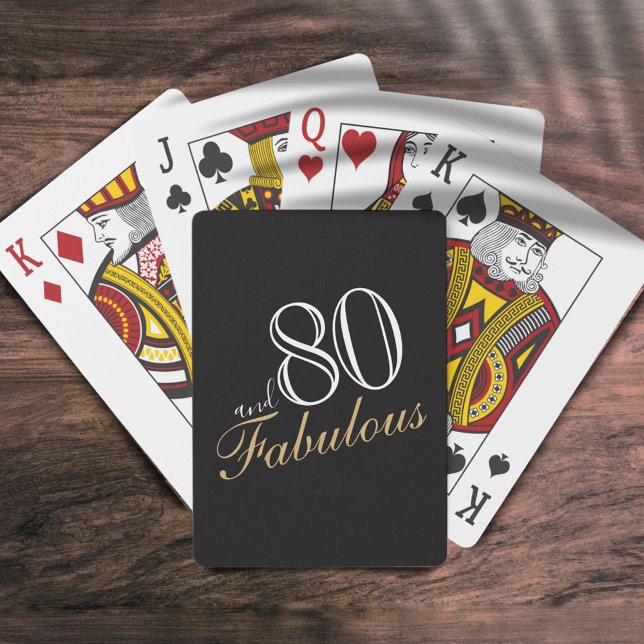 80 und Fabulous Black Elegant Script Geburtstage Spielkarten (Von Creator hochgeladen)