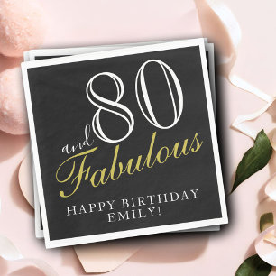 80 und Fabulous Elegant Script 80. Geburtstag Serviette