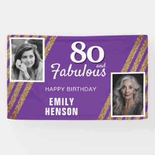 80 und fabulous Gold Glitzer 2 Foto 80. Geburtstag Banner