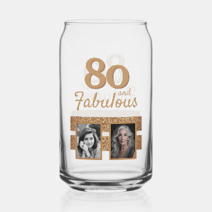 80 und fabulous Gold Glitzer 2 Foto 80. Geburtstag Dosenglas