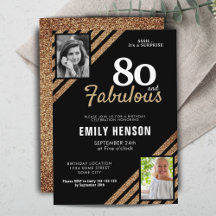 80 und fabulous Gold Glitzer 2 Foto 80. Geburtstag