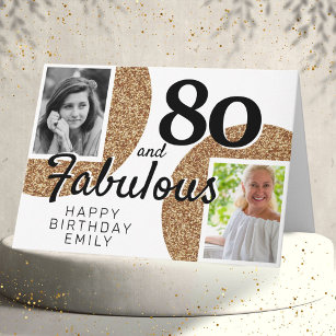 80 und fabulous Gold Glitzer 2 Foto 80. Geburtstag Karte