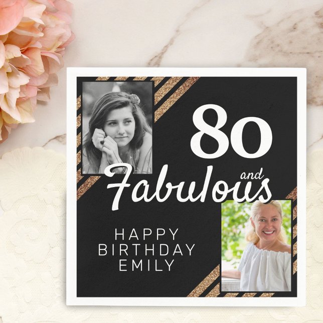 80 und fabulous Gold Glitzer 2 Foto 80. Geburtstag Serviette (Von Creator hochgeladen)
