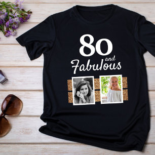 80 und fabulous Gold Glitzer 2 Foto 80. Geburtstag T-Shirt