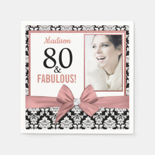80 und Fabulous Rose Goldbug Damast 80. Geburtstag Serviette
