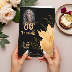80 und Fantastisch Goldene Blätter 80. Geburtstag  Karte