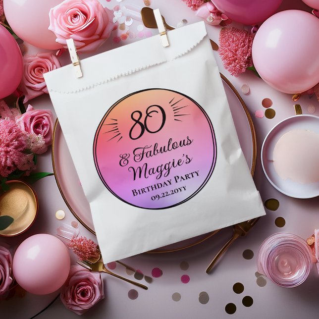 80 und fantastische 80. Geburtstagsfeier  Geschenktütchen (80 and Fabulous 80th Birthday Party Classic Round Favor Tag)