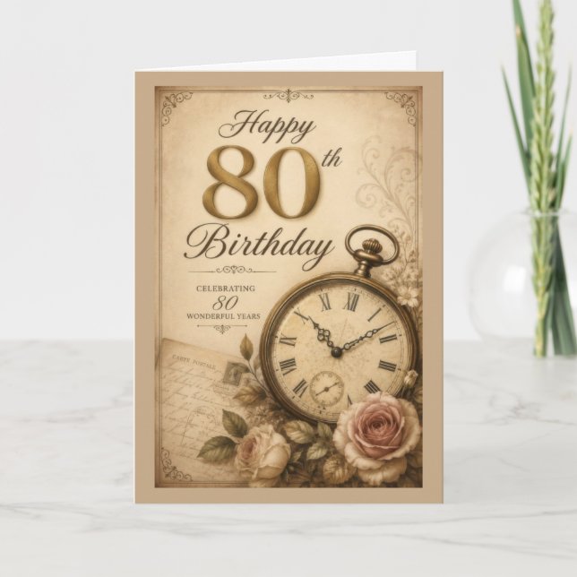 80. Vintage-Geburtstag Karte (Vorderseite)