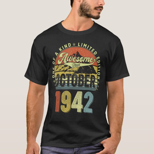 80 Year Old Awesome Since October 1942 80th Birthd T-Shirt (Vorderseite)