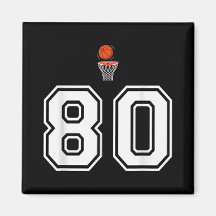 80 Zahlen Basketball Stil Vintag Weiß Magnet