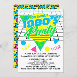 80er 40. Geburtstag Party der 1980er Jahre Einladung