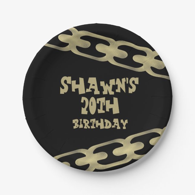 80er 90er-Jahre kettenerwachsenes Hip Hop-Party Pappteller (Vorderseite)