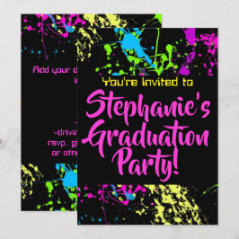 80er 90er-Jahre Moderne Paint Spritzer Graduation Einladung