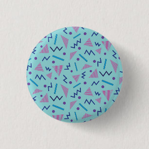 80er 90er Memphis-Stil geometrisch blau Button