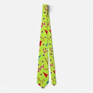 80er 90er Memphis-Stil geometrisch gelb  Krawatte