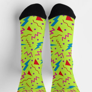 80er 90er Memphis-Stil geometrisch gelb  Socken
