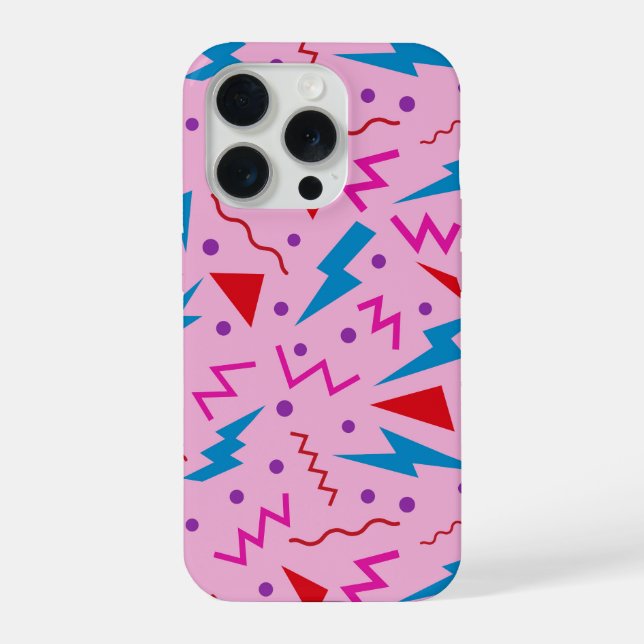 80er 90er Memphis-Stil geometrisch Pink  iPhone Hülle (Rückseite)