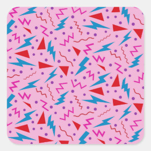80er 90er Memphis-Stil geometrisch Pink Quadratischer Aufkleber
