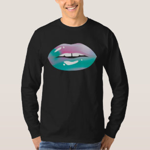 80er & 90er Motto küssender Mund Pastell-Lippen Vi T-Shirt
