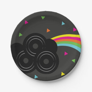 80er 90er Neon Tween Geburtstags-Schallplatten-Par Pappteller