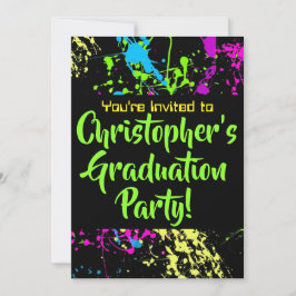 80er 90er Paint Spritzer Graduation Party Einladung