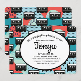 80er 90er Party Retro Cassette Throw Back Einladun Einladung