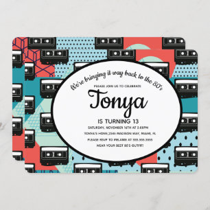 80er 90er Party Retro Cassette Throw Back Einladun Einladung