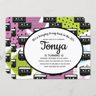 80er 90er Pink Girl Collage Cassette Throw Back Einladung