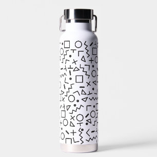 80er 90er Schwarz-Weiß-Retro-Formenmuster Trinkflasche